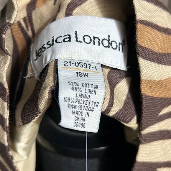 Jessica London blazer cotton linen blend pockets brown 18W FIRM on PRICE - Picture 2 of 7